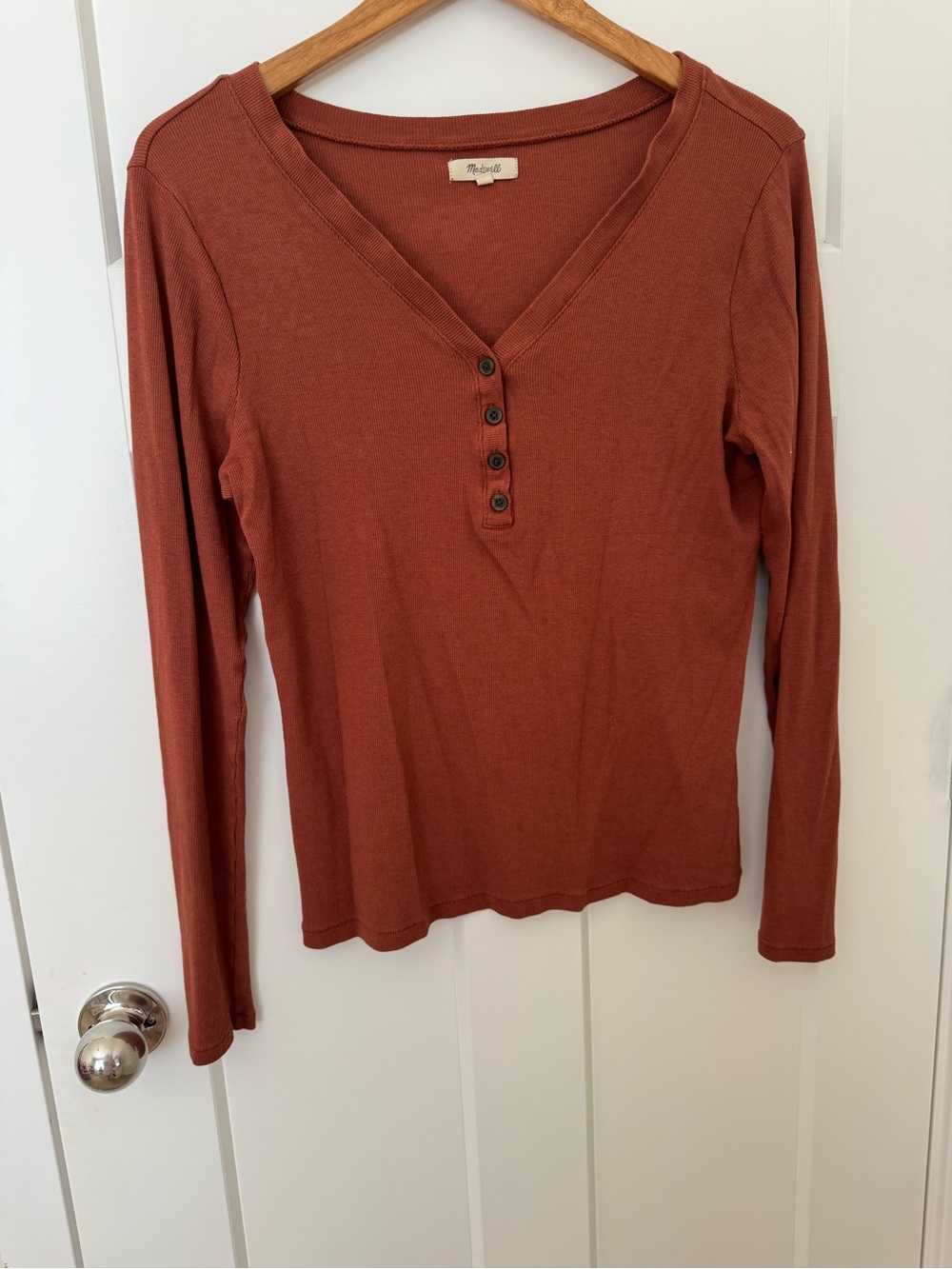 Madewell Rust Long-Sleeve Henley Top